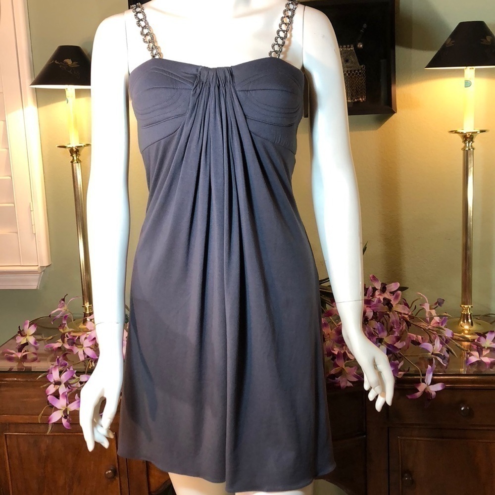 bnwt - Sky Mini Charcoal Grey rhinestones straps